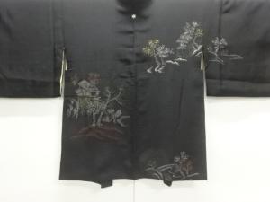 大正ロマン　漆風景模様織出し一ツ紋絵羽織